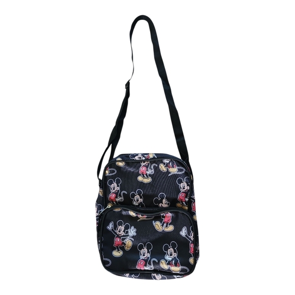 Disney Mickey Mouse Black Crossbody Bag All Over Print Shoulder Purse - Picture 1 of 8